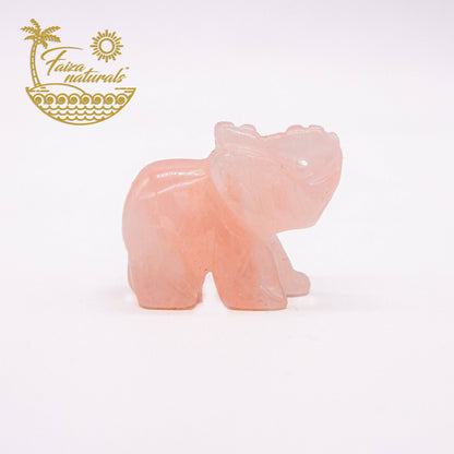 Rose Quartz Elephant Crystal Figurines (Hand Carved)