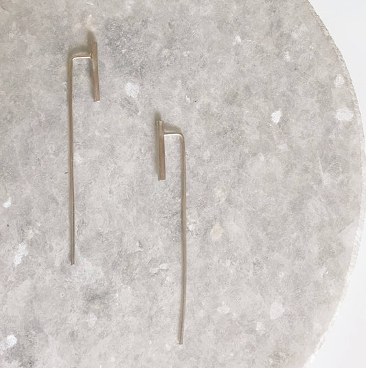 Simple silver bar earrings