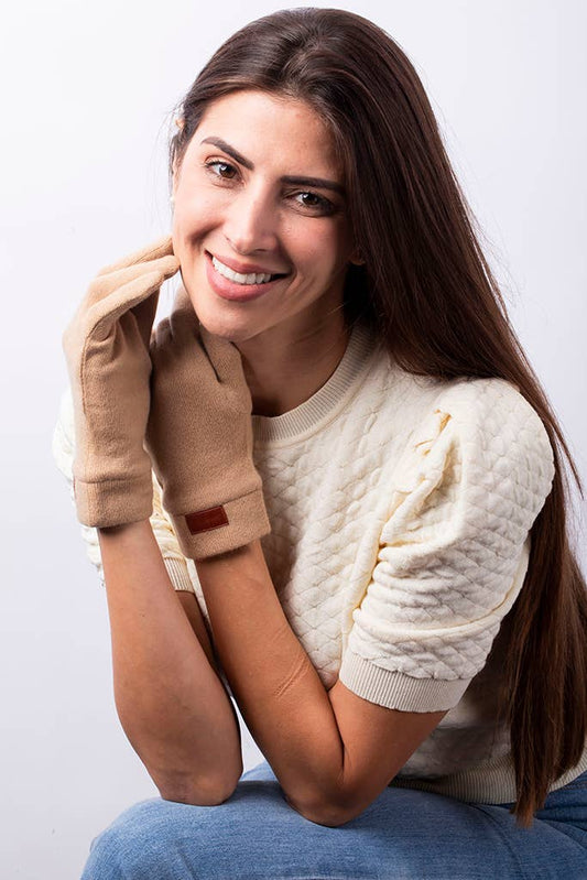 Pure Cashmere Classic Finger Gloves: Light Brown