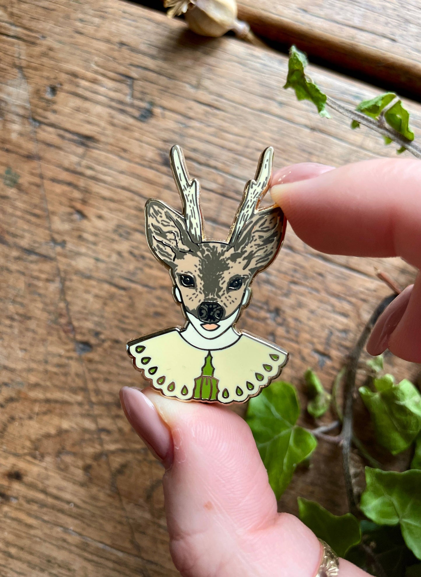 Girl in Deer Mask Enamel Pin Badge
